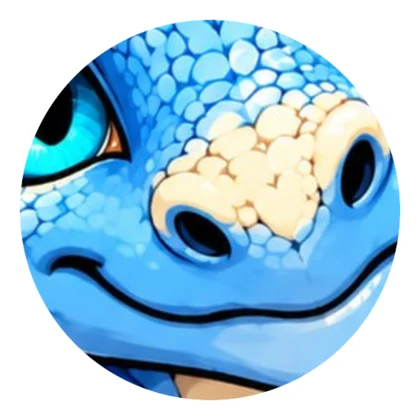 Close-up of Zuko's cream snout and soft closed smile